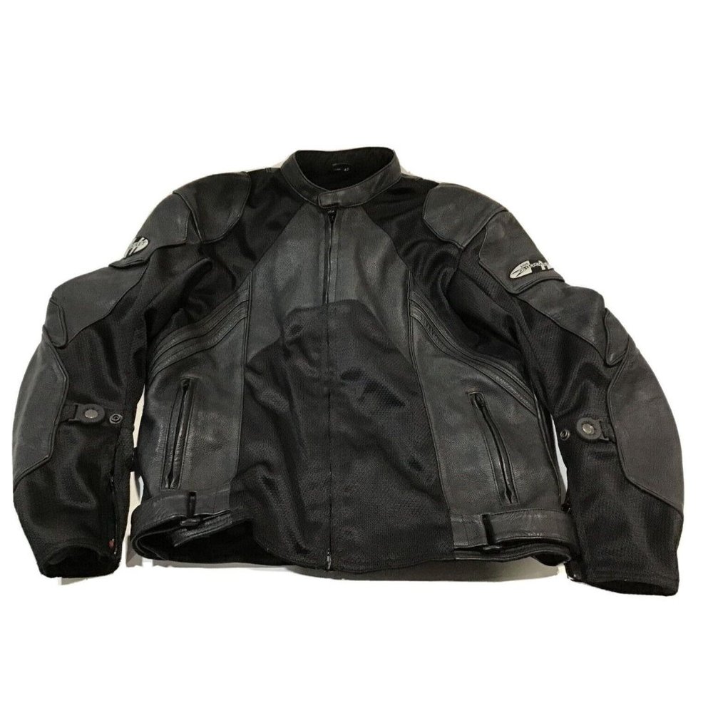 Joe Rocket Super Bike Men's BLK Leather/Mesh Motorcycle Riding Jacket Size 42